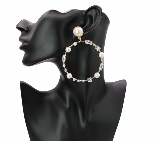 Diamond’s & Pearls Drop Hoops